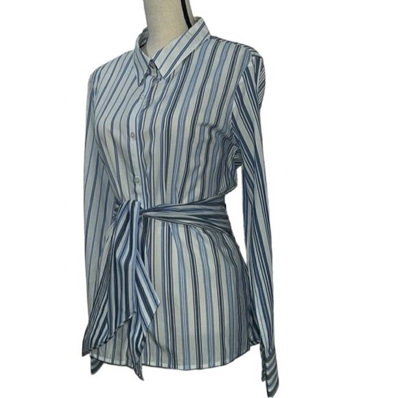 Tommy Hilfiger Young American Striped Tie Front Button Down Blouse - Picture 3 of 11